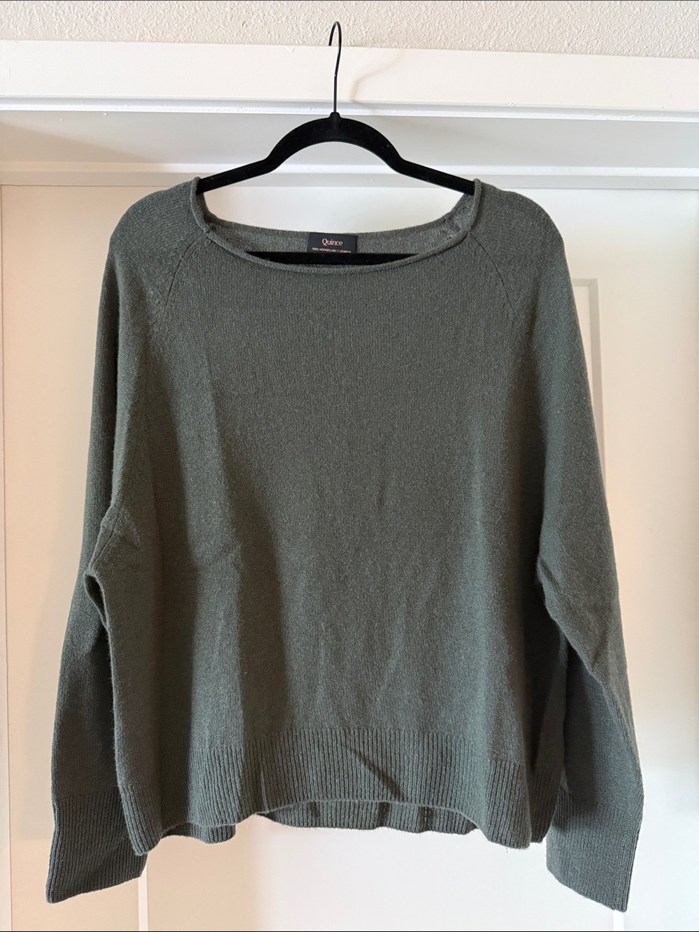 Quince Olive Green 100% Cashmere Sweater - Lightweight Knit